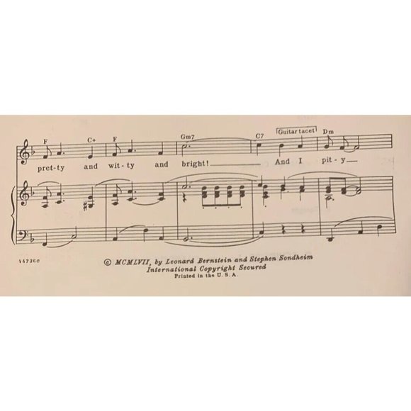 Vintage Sheet Music Vocal Selections From West Side Story 1957 Leonard Bernstein - Picture 4 of 4